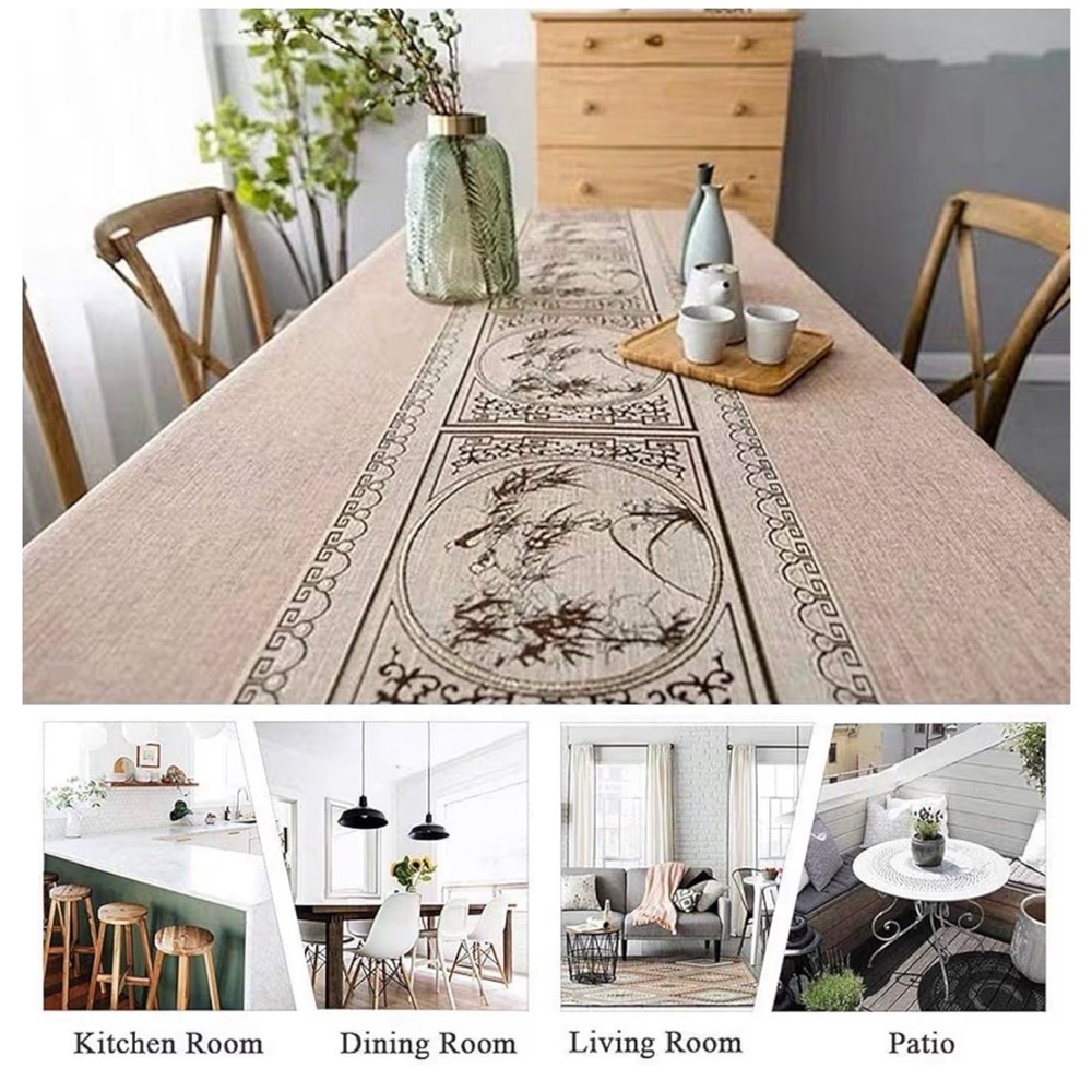 Elegant tablecloth with Chinese style. Washable dinner tassel cloth. 94x55